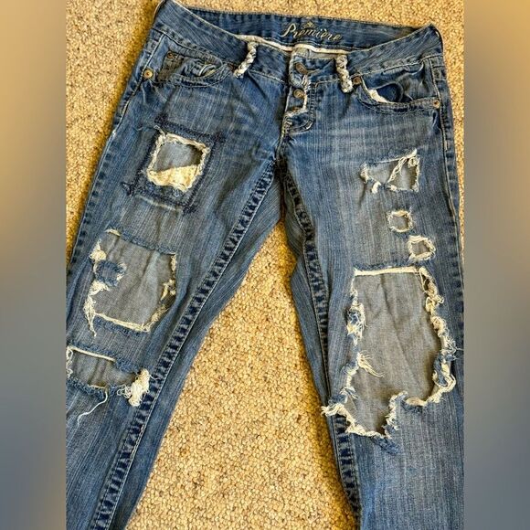 Premier Distressed Blue Flare Jeans - Picture 1 of 8